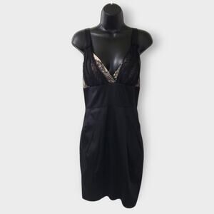 Single Dress Black Satin Silk Nude Lace Cocktail Dress Small Event‎ Formal Party